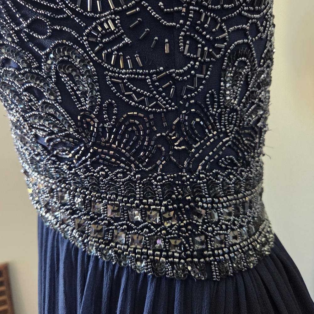 Adrianna Papell Navy Beaded Maxi Dress - Picture 6 of 15